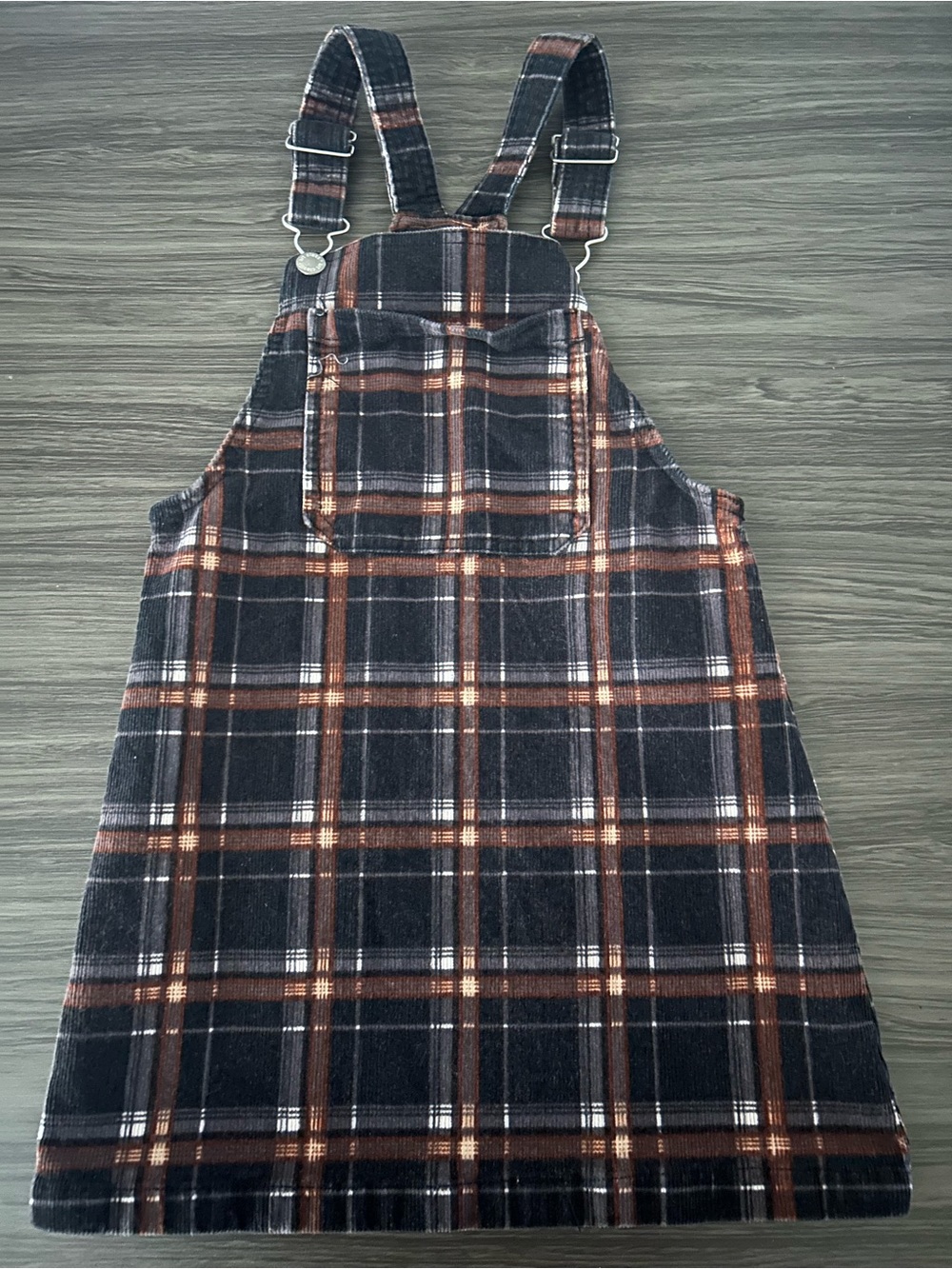 art class Plaid Pinafore with Black and Brown Stripes